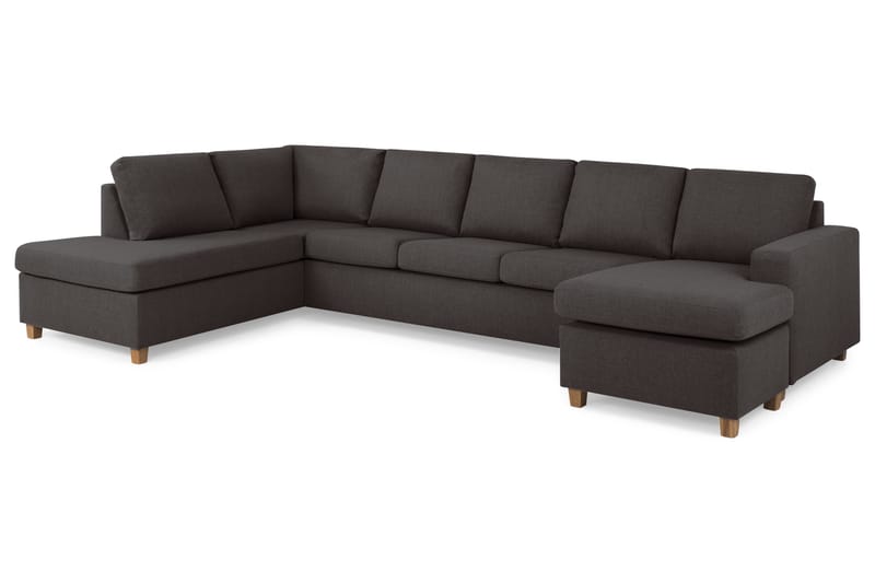 Crazy 5-sits Vänstervänd U-formad X-Large Soffa med Divan och Schäslong i Tyg - Mörkgrå - Möbler - Soffa - U-soffa