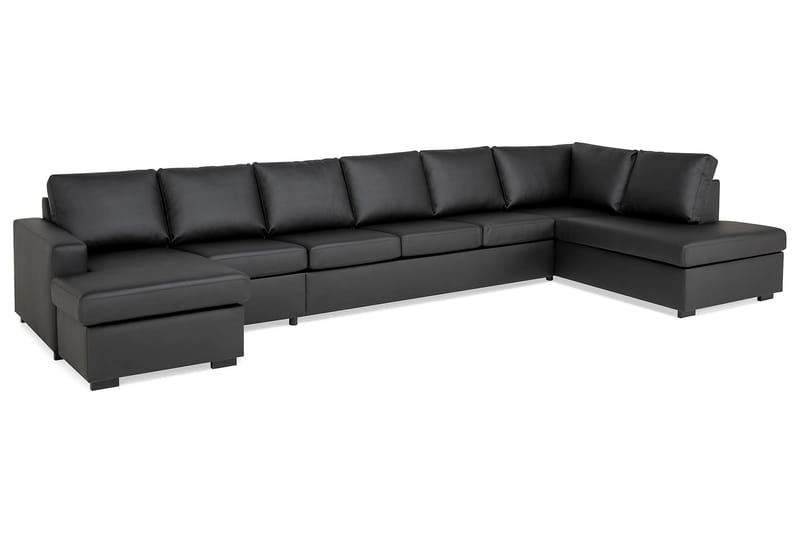 Crazy 6-sits Högervänd U-formad XX-Large Soffa med Divan och Schäslong i Konstläder - Svart - Möbler - Soffa - U-soffa