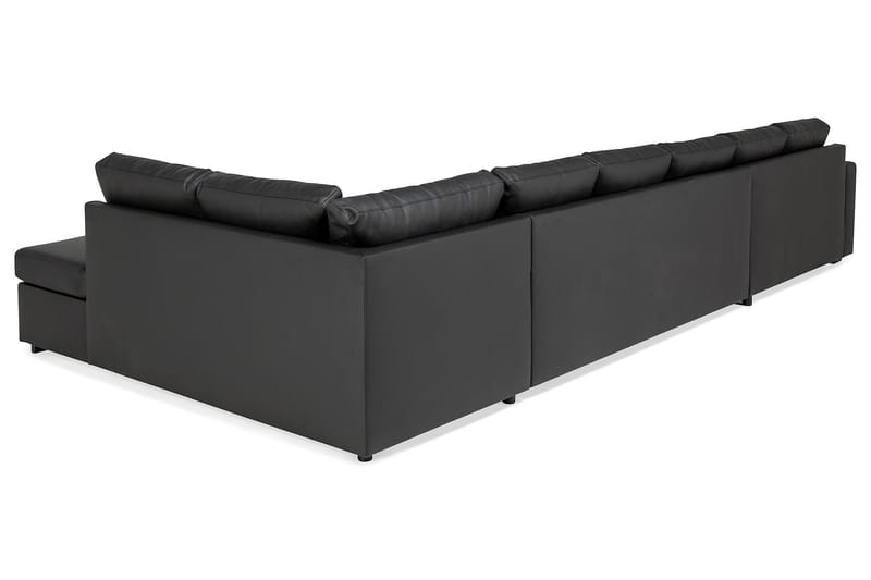 Crazy 6-sits Högervänd U-formad XX-Large Soffa med Divan och Schäslong i Konstläder - Svart - Möbler - Soffa - U-soffa