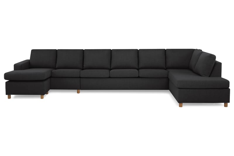 Crazy 6-sits Högervänd U-formad XX-Large Soffa med Divan och Schäslong i Tyg - Antracit - Möbler - Soffa - U-soffa