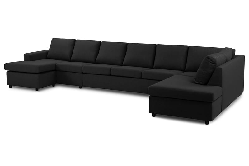 Crazy 6-sits Högervänd U-formad XX-Large Soffa med Divan och Schäslong i Tyg - Antracit - Möbler - Soffa - U-soffa
