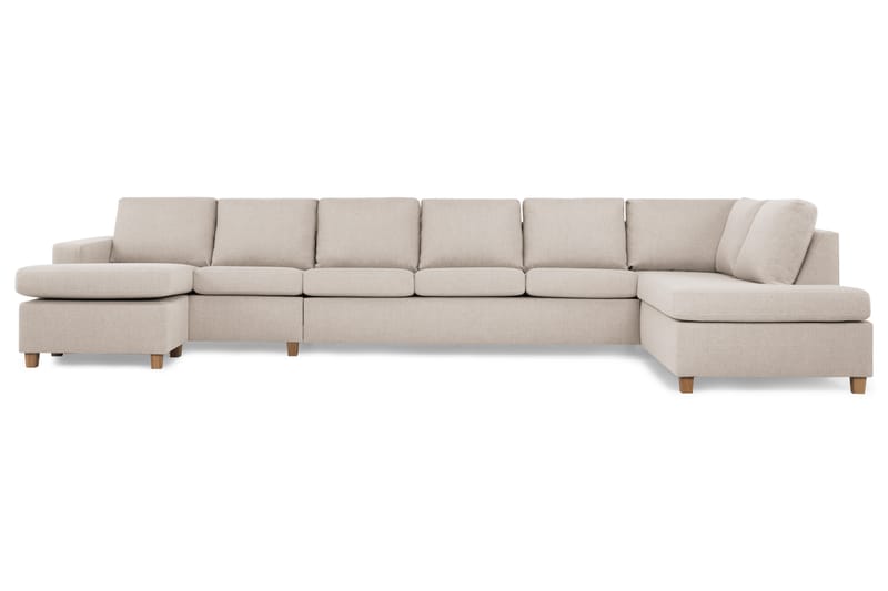Crazy 6-sits Högervänd U-formad XX-Large Soffa med Divan och Schäslong i Tyg - Beige - Möbler - Soffa - U-soffa