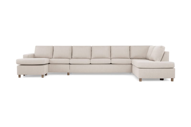 Crazy 6-sits Högervänd U-formad XX-Large Soffa med Divan och Schäslong i Tyg - Beige - Möbler - Soffa - Skinnsoffor