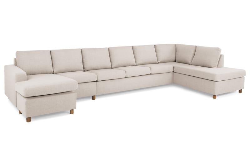 Crazy 6-sits Högervänd U-formad XX-Large Soffa med Divan och Schäslong i Tyg - Beige - Möbler - Soffa - Skinnsoffor