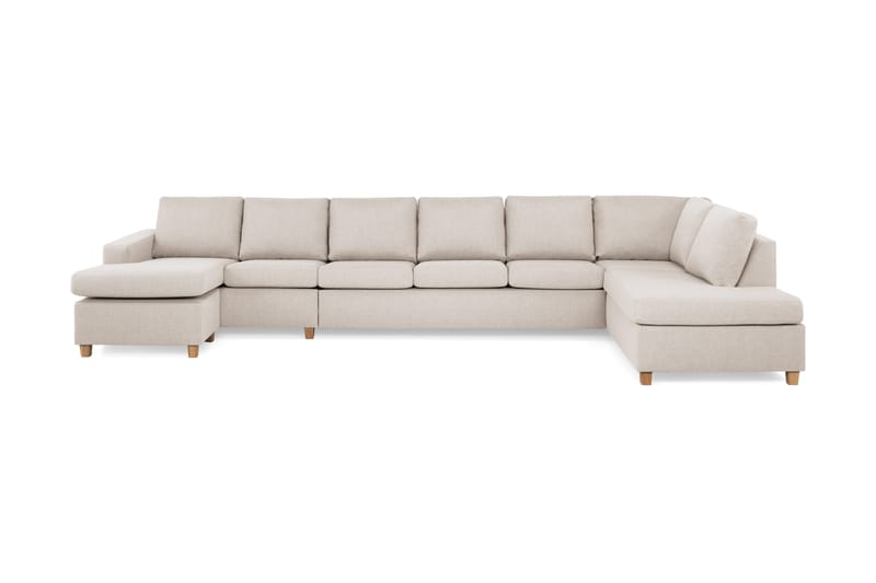 Crazy 6-sits Högervänd U-formad XX-Large Soffa med Divan och Schäslong i Tyg - Beige - Möbler - Soffa - U-soffa