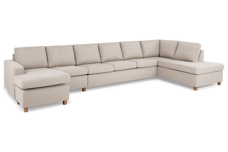 Crazy 6-sits Högervänd U-formad XX-Large Soffa med Divan och Schäslong i Tyg - Beige - Möbler - Soffa - U-soffa