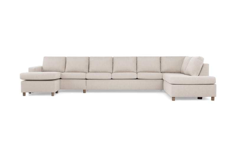 Crazy 6-sits Högervänd U-formad XX-Large Soffa med Divan och Schäslong i Tyg, Beige