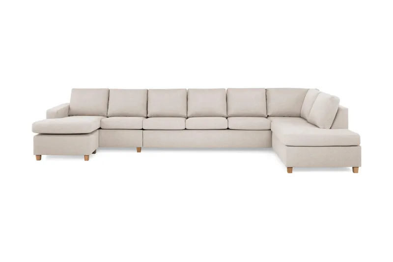 Crazy 6-sits Högervänd U-formad XX-Large Soffa med Divan och Schäslong i Tyg, Beige