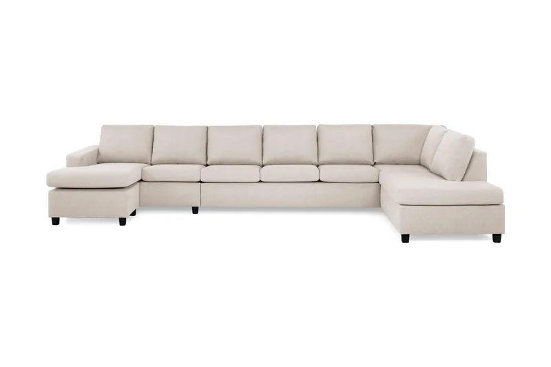 Crazy 6-sits Högervänd U-formad XX-Large Soffa med Divan och Schäslong i Tyg, Beige