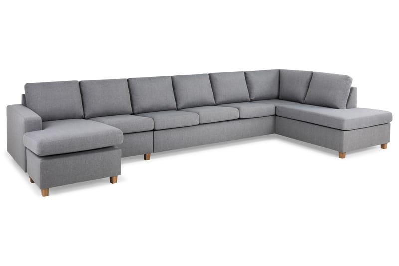 Crazy 6-sits Högervänd U-formad XX-Large Soffa med Divan och Schäslong i Tyg - Grå - Möbler - Soffa - U-soffa