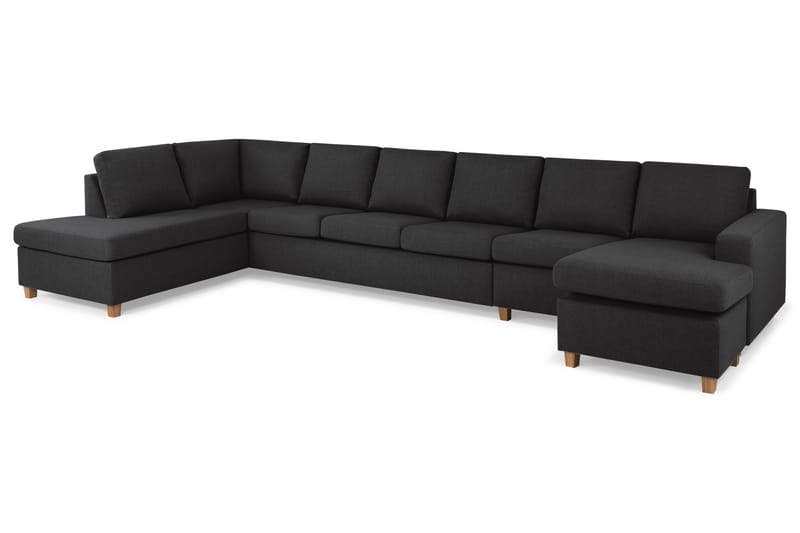 Crazy 6-sits Vänstervänd U-formad XX-Large Soffa med Divan och Schäslong i Tyg - Antracit - Möbler - Soffa - U-soffa