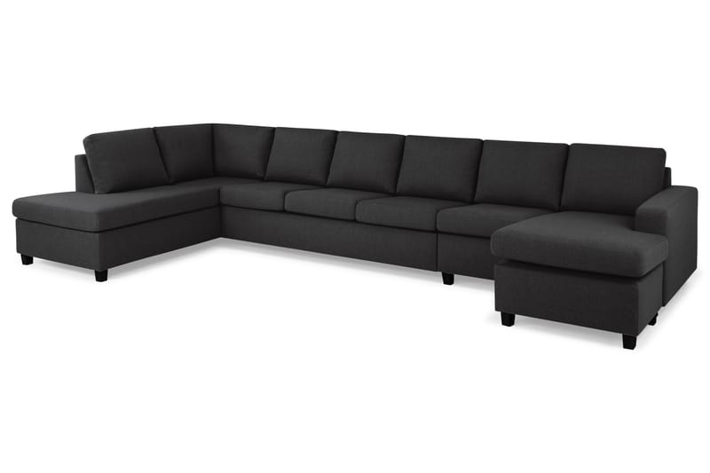 Crazy 6-sits Vänstervänd U-formad XX-Large Soffa med Divan och Schäslong i Tyg - Antracit - Möbler - Soffa - U-soffa