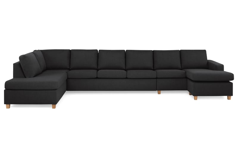 Crazy 6-sits Vänstervänd U-formad XX-Large Soffa med Divan och Schäslong i Tyg - Antracit - Möbler - Soffa - U-soffa