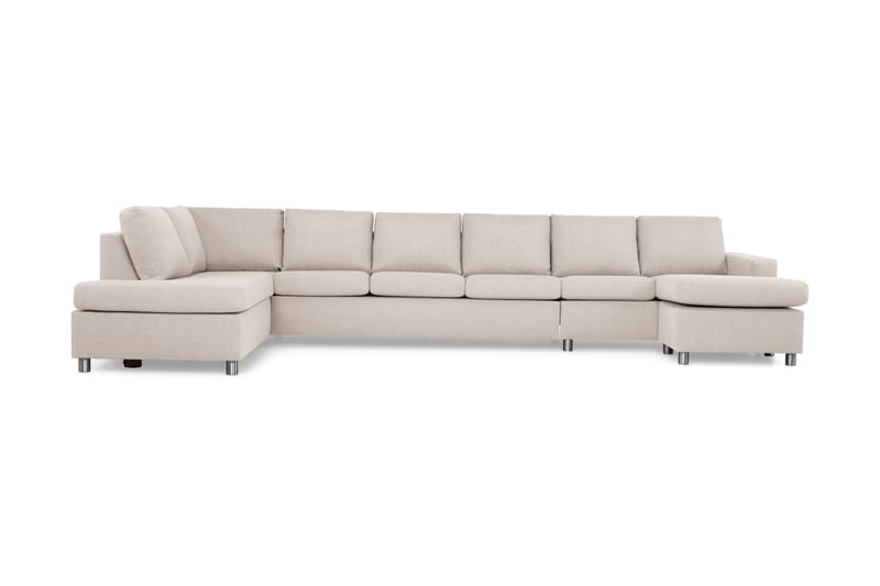 Crazy 6-sits Vänstervänd U-formad XX-Large Soffa med Divan och Schäslong i Tyg - Beige - Möbler - Soffa - U-soffa