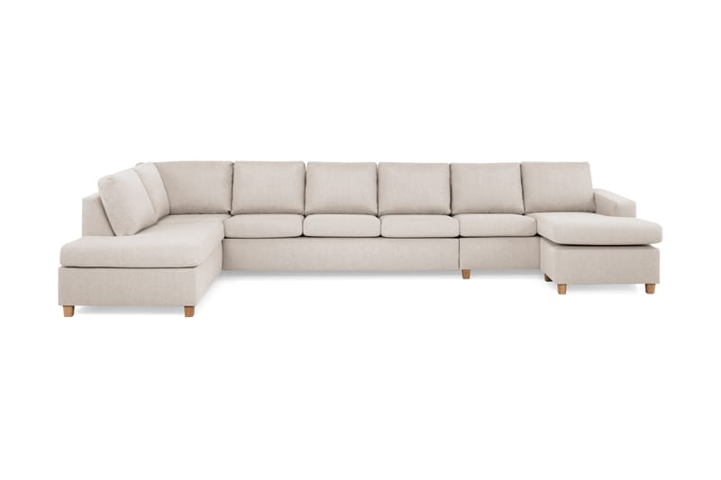 Crazy 6-sits Vänstervänd U-formad XX-Large Soffa med Divan och Schäslong i Tyg - Beige - Möbler - Soffa - U-soffa