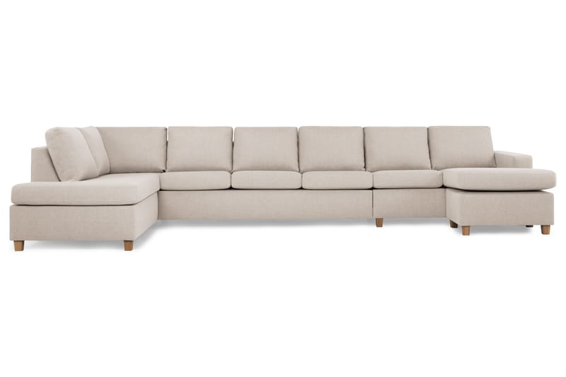 Crazy 6-sits Vänstervänd U-formad XX-Large Soffa med Divan och Schäslong i Tyg - Beige - Möbler - Soffa - U-soffa
