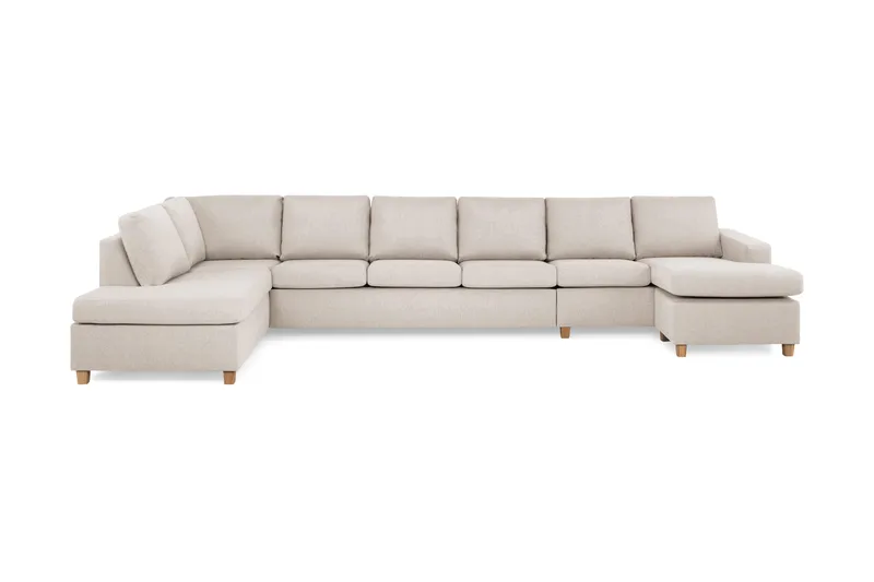 Crazy 6-sits Vänstervänd U-formad XX-Large Soffa med Divan och Schäslong i Tyg, Beige