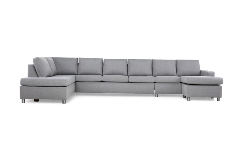 Crazy 6-sits Vänstervänd U-formad XX-Large Soffa med Divan och Schäslong i Tyg - Grå - Möbler - Soffa - U-soffa