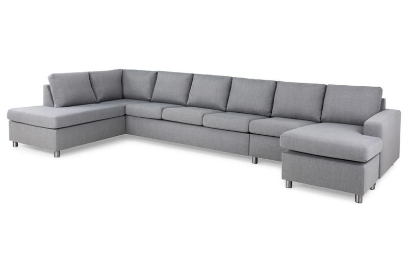 Crazy 6-sits Vänstervänd U-formad XX-Large Soffa med Divan och Schäslong i Tyg - Grå - Möbler - Soffa - U-soffa