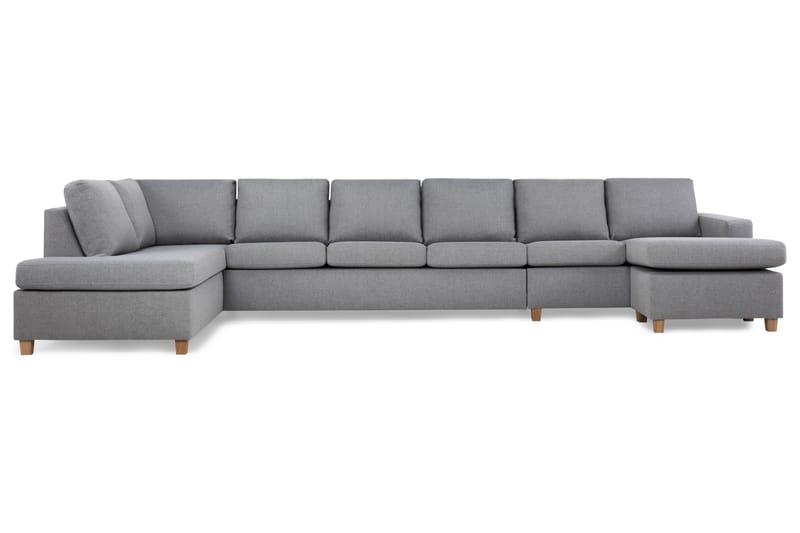 Crazy 6-sits Vänstervänd U-formad XX-Large Soffa med Divan och Schäslong i Tyg - Grå - Möbler - Soffa - U-soffa