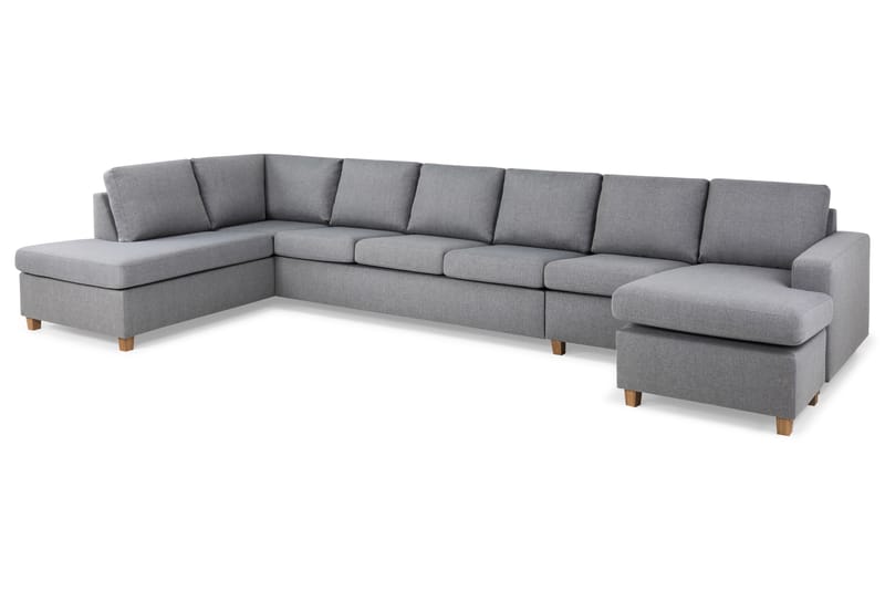 Crazy 6-sits Vänstervänd U-formad XX-Large Soffa med Divan och Schäslong i Tyg - Grå - Möbler - Soffa - U-soffa