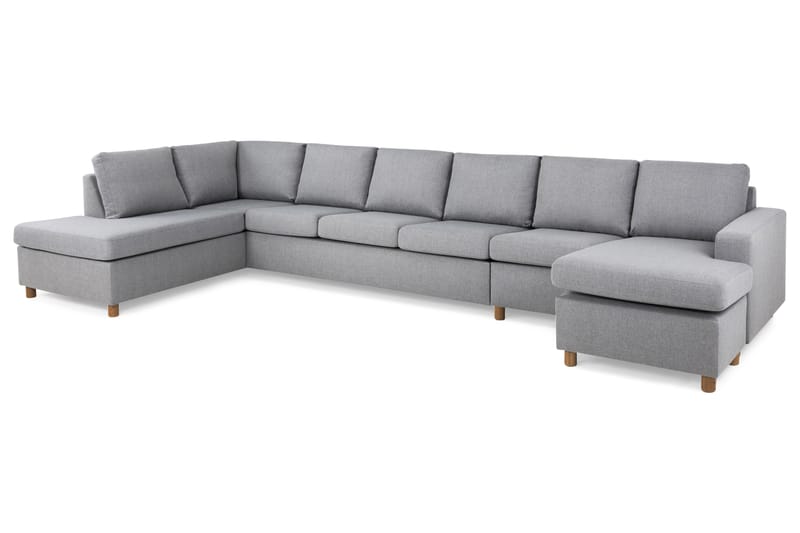Crazy 6-sits Vänstervänd U-formad XX-Large Soffa med Divan och Schäslong i Tyg - Grå - Möbler - Soffa - U-soffa