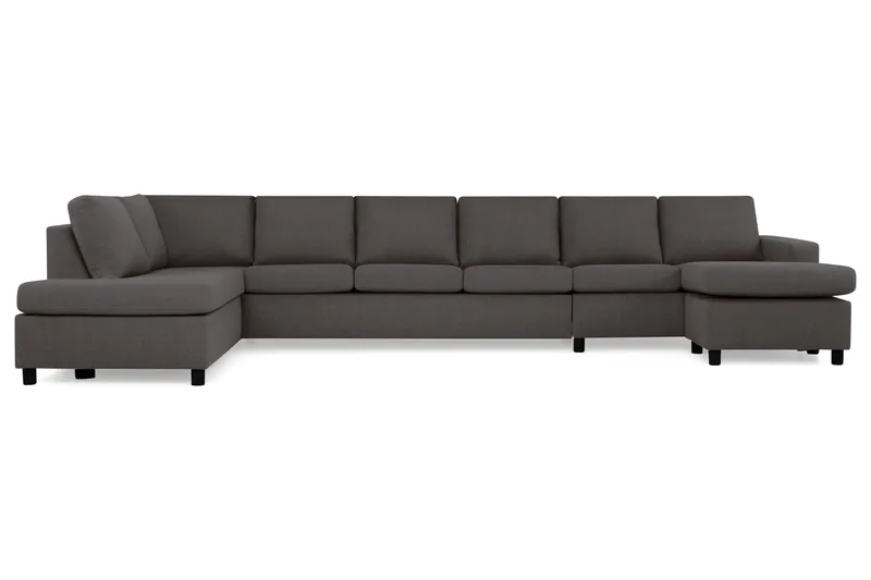 Crazy 6-sits Vänstervänd U-formad XX-Large Soffa med Divan och Schäslong i Tyg - Mörkgrå - Möbler - Soffa - U-soffa