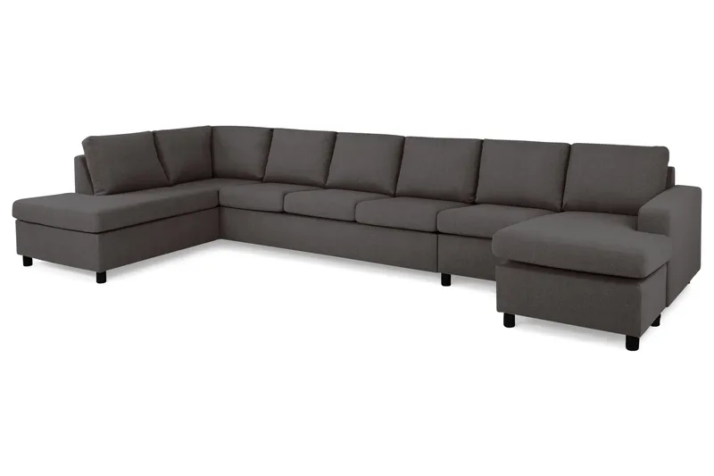 Crazy 6-sits Vänstervänd U-formad XX-Large Soffa med Divan och Schäslong i Tyg - Mörkgrå - Möbler - Soffa - U-soffa