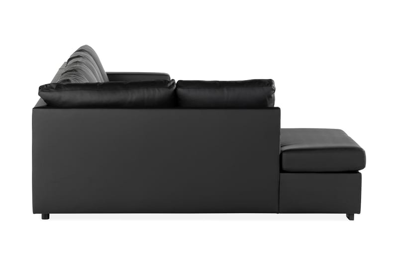 Crazy U-soffa XL Divan Höger - Svart Konstläder - U-soffa