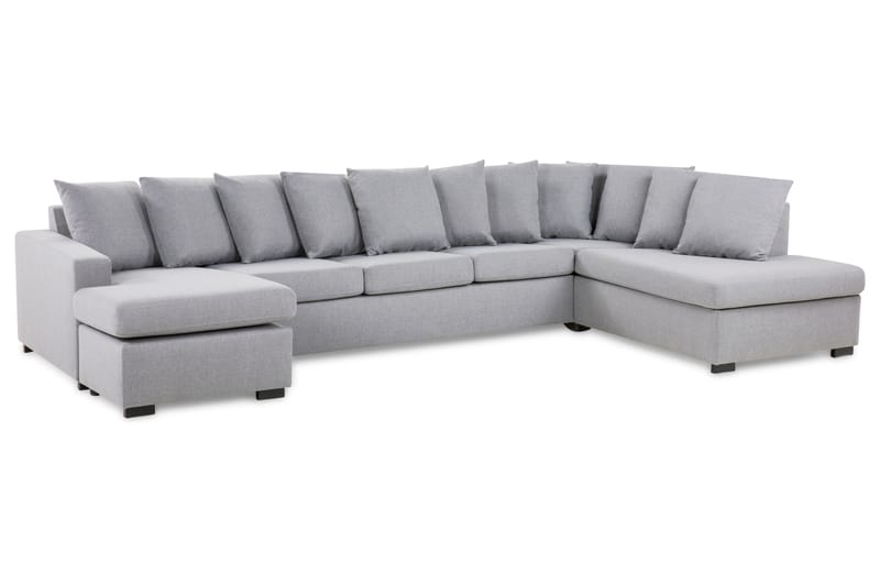 Crazy U-soffa XL Divan Vänster inkl Kuvertkuddar - Ljusgrå - U-soffa
