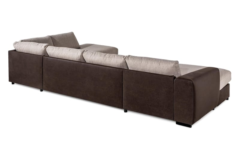 Cuba 5-sits Högervänd U-formad Soffa med Divan och Schäslong i Konstläder/Tyg - Brun / Beige - Möbler - Soffa - U-soffa