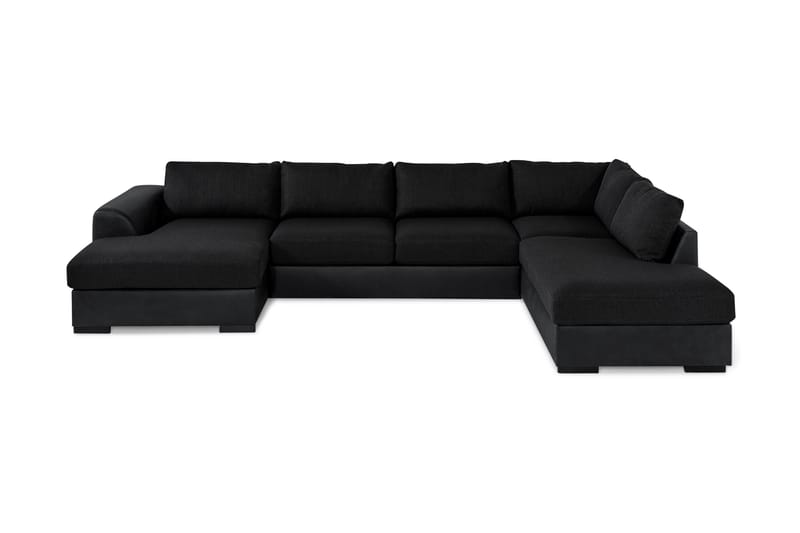 Cuba 5-sits Högervänd U-formad Soffa med Divan och Schäslong i Konstläder/Tyg - Grå / Svart - Möbler - Soffa - U-soffa