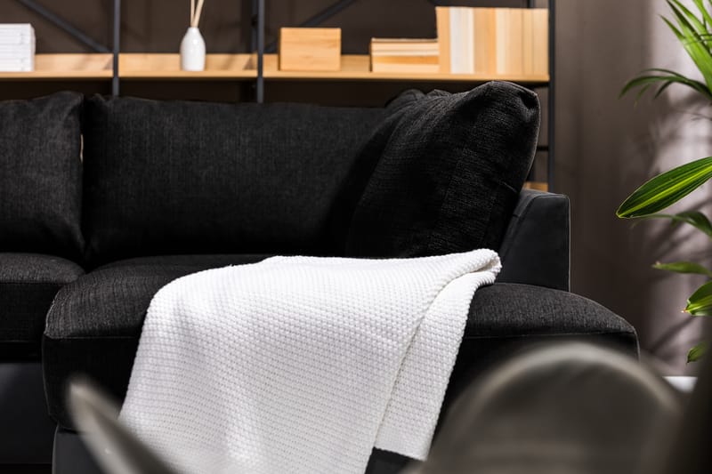 Cuba 5-sits Högervänd U-formad Soffa med Divan och Schäslong i Konstläder/Tyg - Grå / Svart - Möbler - Soffa - U-soffa