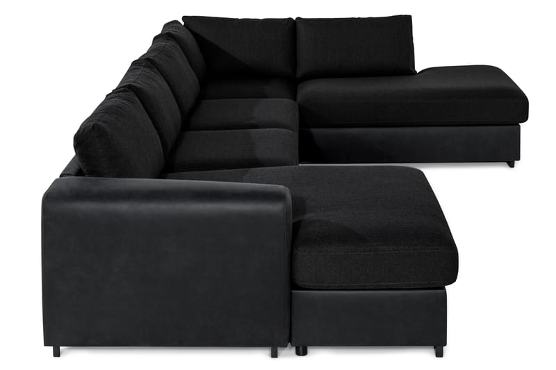 Cuba 5-sits Högervänd U-formad Soffa med Divan och Schäslong i Konstläder/Tyg - Grå / Svart - Möbler - Soffa - U-soffa