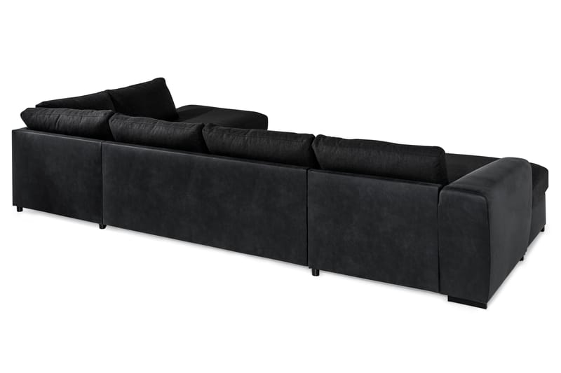 Cuba 5-sits Högervänd U-formad Soffa med Divan och Schäslong i Konstläder/Tyg - Grå / Svart - Möbler - Soffa - U-soffa