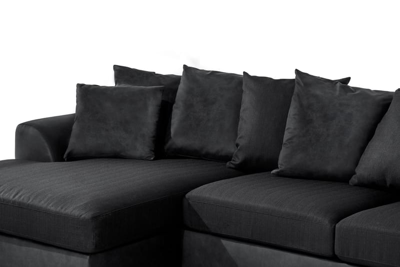 Cuba 5-sits Vänstervänd U-formad Soffa med Divan och Schäslong i Konstläder/Tyg inkl Kuvertkuddar - Grå / Svart - Möbler - Soffa - U-soffa