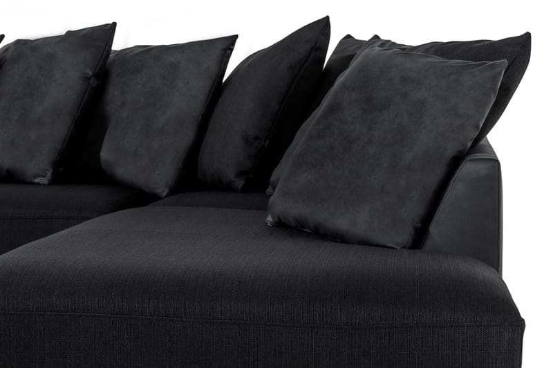 Cuba 5-sits Vänstervänd U-formad Soffa med Divan och Schäslong i Konstläder/Tyg inkl Kuvertkuddar - Grå / Svart - Möbler - Soffa - U-soffa