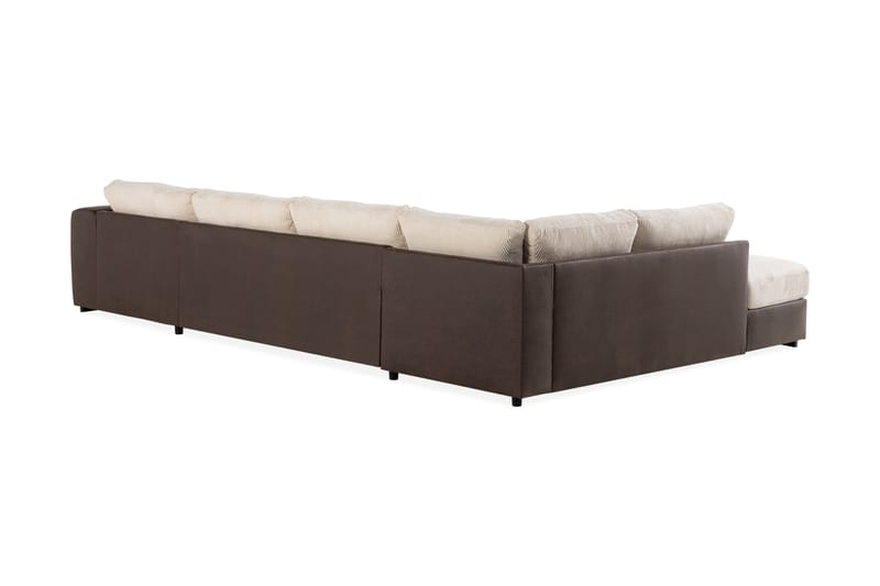 Cuba 5-sits Vänstervänd U-formad Soffa med Divan och Schäslong i Manchester/Konstläder - Brun / Beige - Möbler - Soffa - U-soffa