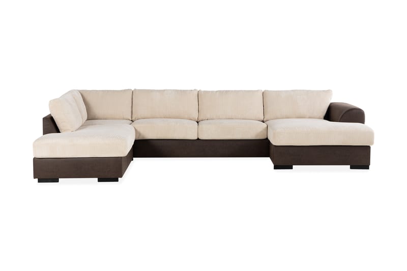 Cuba 5-sits Vänstervänd U-formad Soffa med Divan och Schäslong i Manchester/Konstläder - Brun / Beige - Möbler - Soffa - U-soffa