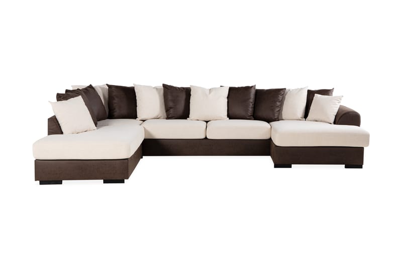 Cuba U-Soffa Divan Höger inkl Kuvertkuddar - Beige/Brun - U-soffa