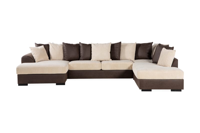 Cuba U-Soffa Divan Vänster inkl Kuvertkuddar - Beige/Brun - U-soffa