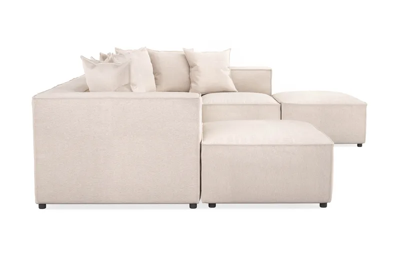 Cubo 5-sits U-formad Djup Modulsoffa Med Divan och Schäslong i Sammet - Beige - Möbler - Soffa - U-soffa