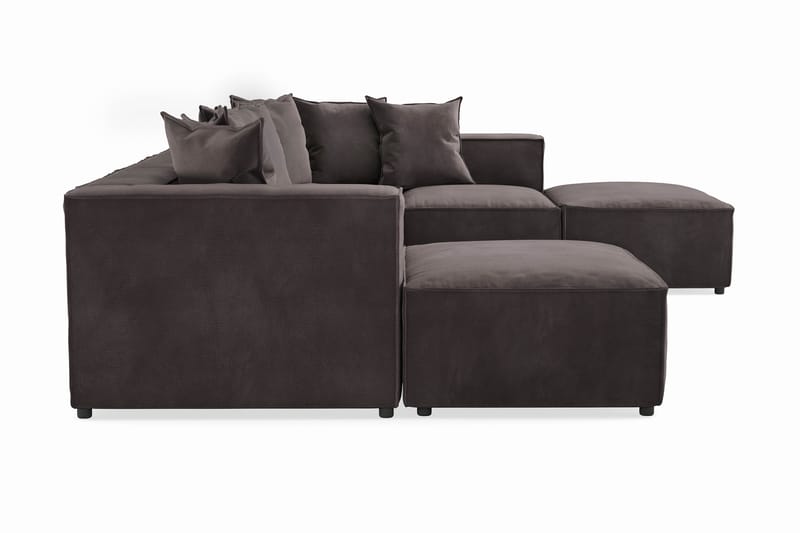 Cubo 5-sits U-formad Djup Modulsoffa Med Divan och Schäslong i Sammet - Mörkgrå - Möbler - Soffa - U-soffa