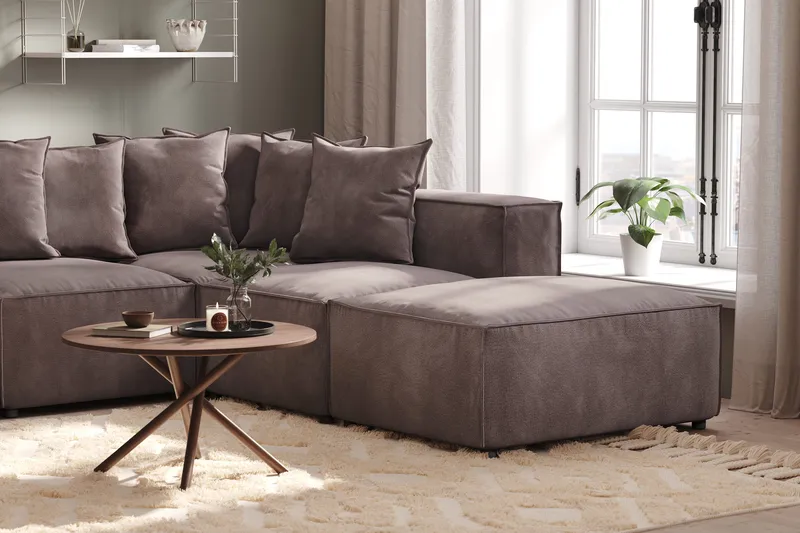 Cubo 5-sits U-formad Djup Modulsoffa Med Divan och Schäslong i Sammet - Mörkgrå - Möbler - Soffa - U-soffa