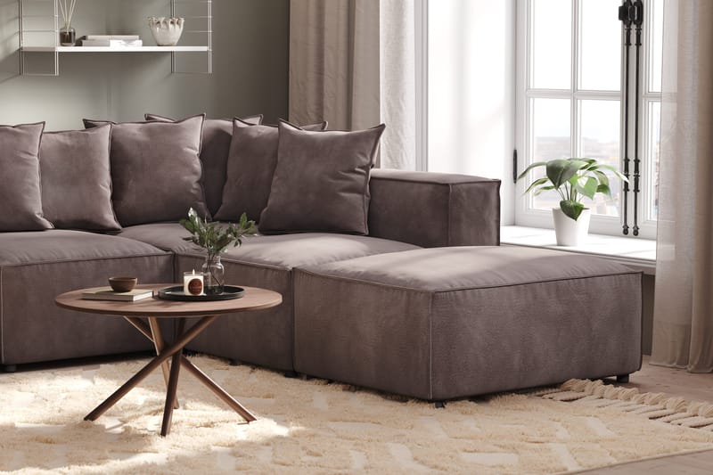 Cubo 5-sits U-formad Djup Modulsoffa Med Divan och Schäslong i Sammet - Mörkgrå - Möbler - Soffa - U-soffa