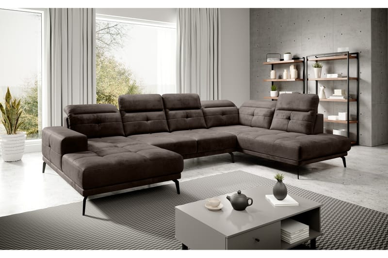 Devender Soffa m. Divan och Schäslong - Brun - Möbler - Soffa - U-soffa