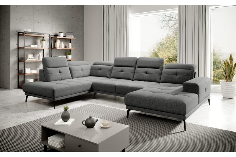 Devender Soffa m. Divan och Schäslong - Grå - Möbler - Soffa - U-soffa