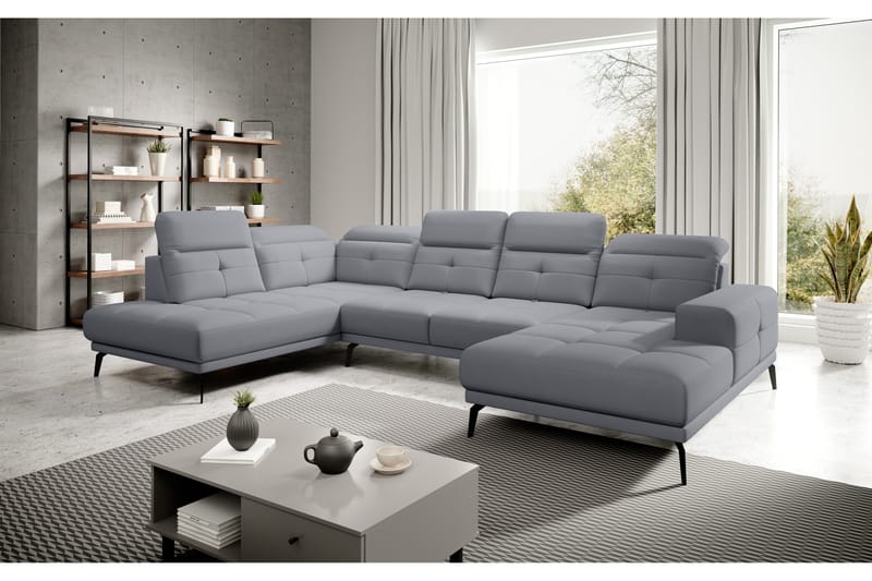 Devender Soffa m. Divan och Schäslong - Grå - Möbler - Soffa - U-soffa