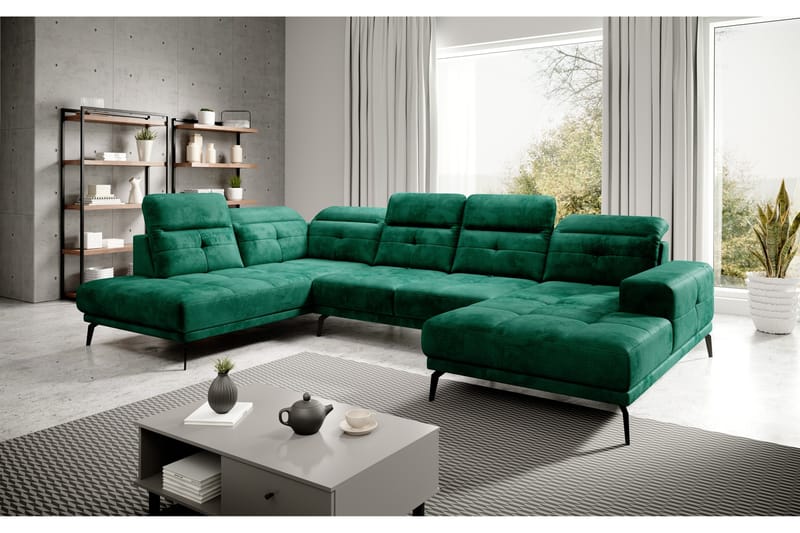 Devender Soffa m. Divan och Schäslong - Grön - Möbler - Soffa - U-soffa