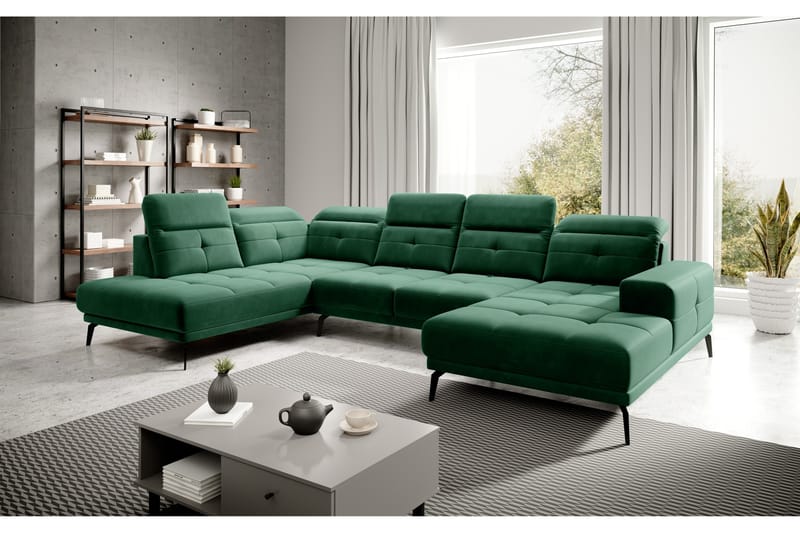 Devender Soffa m. Divan och Schäslong - Grön - Möbler - Soffa - U-soffa